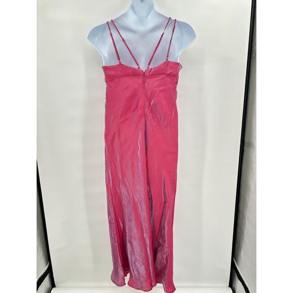 Babydoll Slip Dress Large Iridescent Pink Maxi Prom Feminine Coquette Formal - Picture 6 of 8